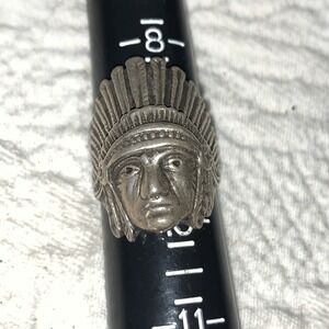Old Pawn Men's Biker Ring Indian Chief Head Dress Sterling .925 Silver Sz 9.25